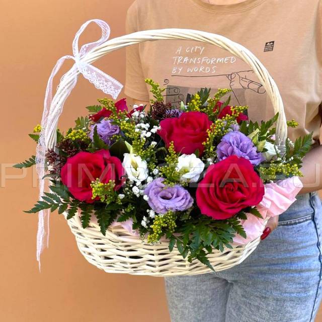 Mixed bouquet in a basket #A3049
