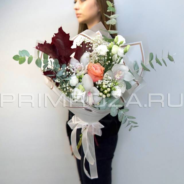 Prefabricated bouquet of orchid and peony rose #H9321