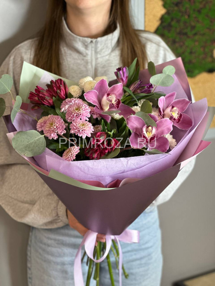 Сборный букет с орхидеей #Т6697 Flowers delivery Vladivostok