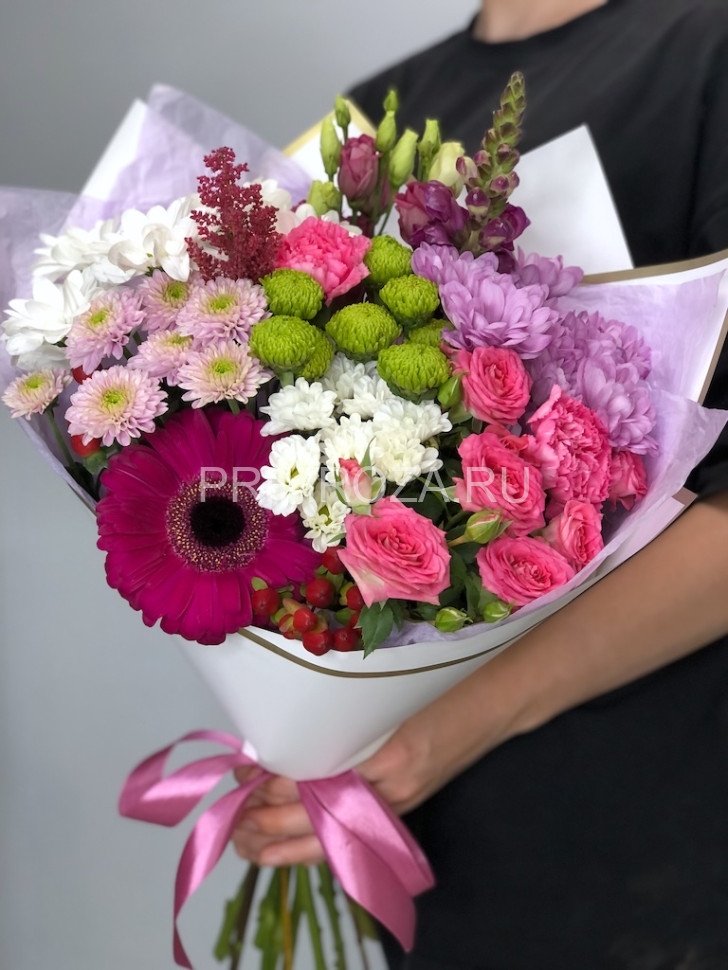Сборный букет с герберой и львинным зевом  #7363 Flowers delivery Vladivostok