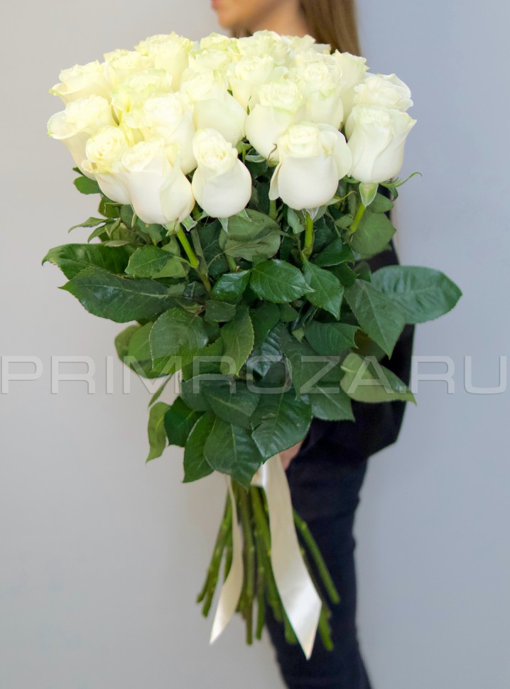 25 tall snow-white roses #DM14 Flowers delivery Vladivostok