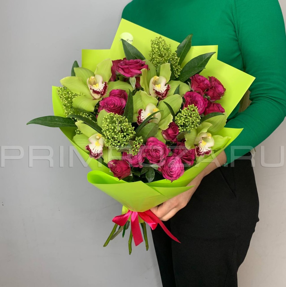 Prefabricated bouquet with orchid #A1009 Flowers delivery Vladivostok