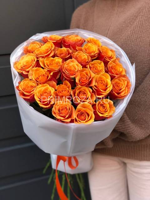 Bouquet of 25 fiery roses #A0013