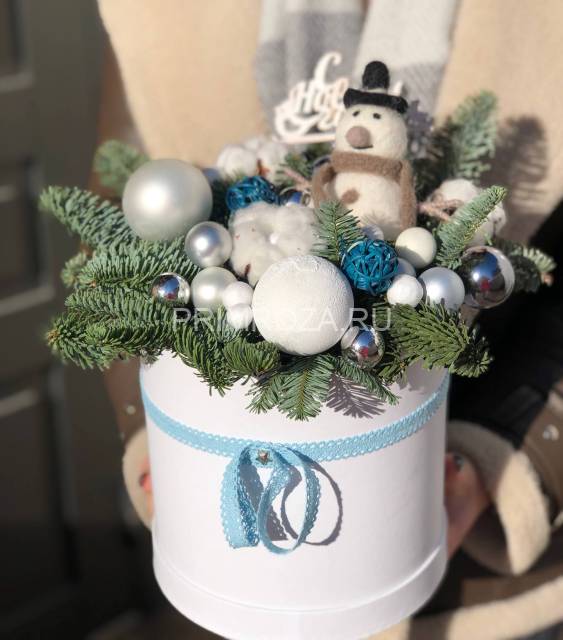 Новогодняя композиция в декоративной коробке #NY0622