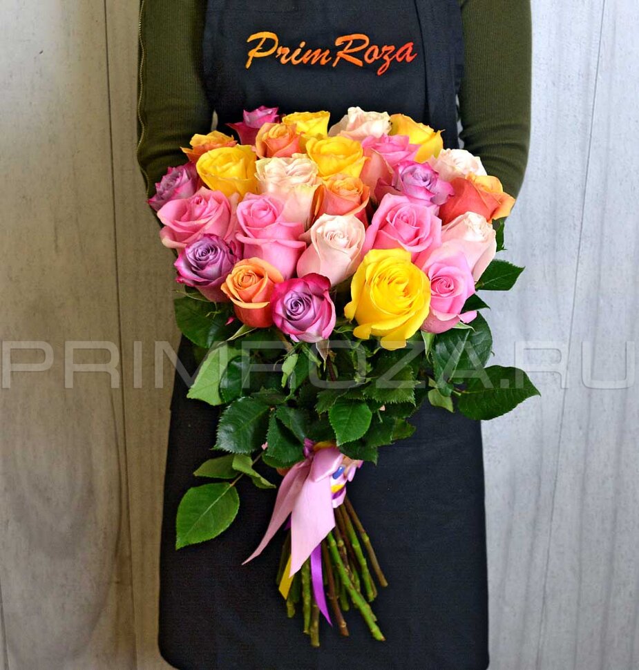25 multicolored roses #V095  Flowers delivery Vladivostok