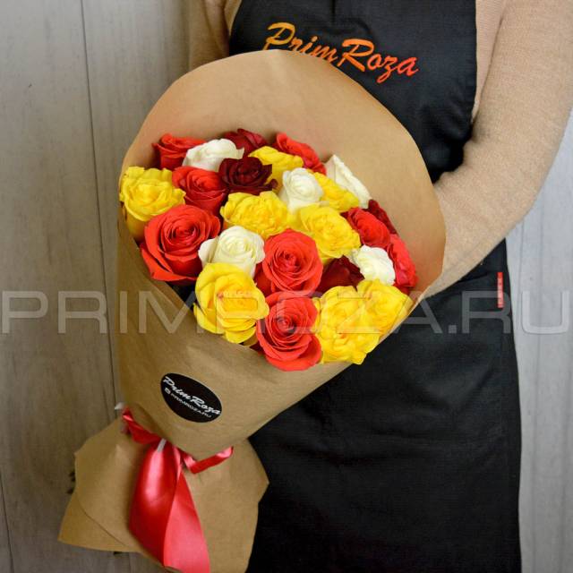 25 multicolored roses #V095 
