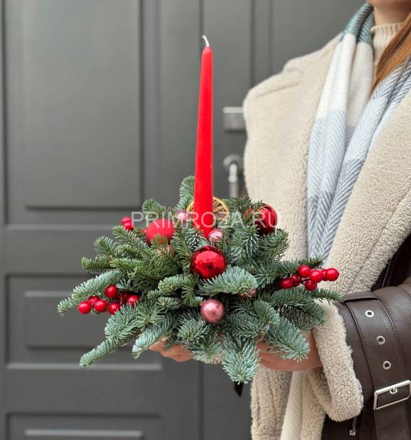 Новогодняя композиция со свечой #NY0701