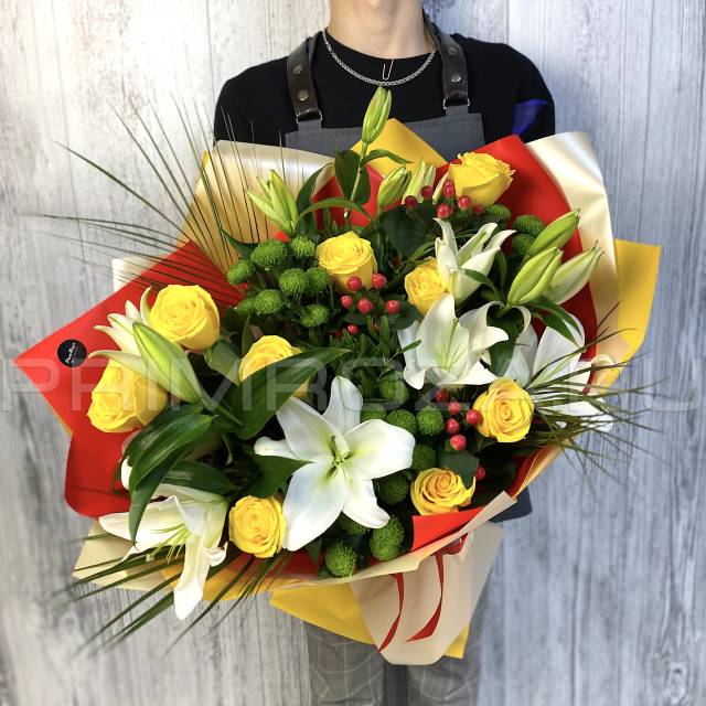 Prefabricated bouquet with lilies #A8006