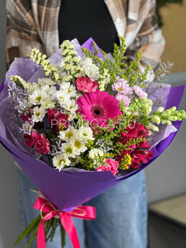 Ассорти букет с герберой#A1521 Flowers delivery Vladivostok