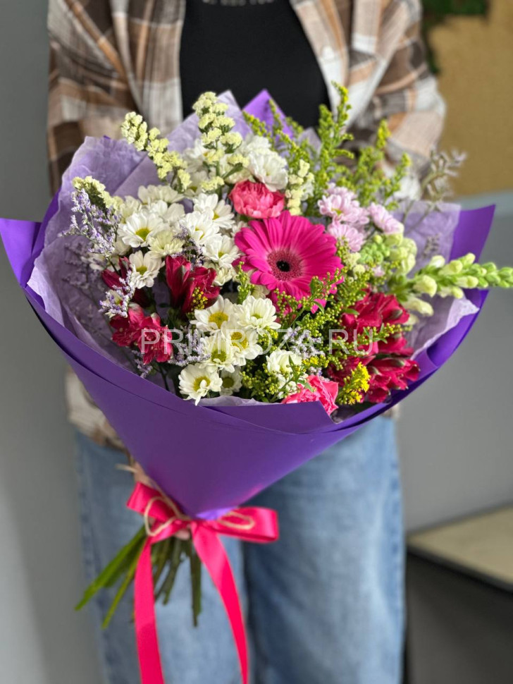 Ассорти букет с герберой#A1521 Flowers delivery Vladivostok